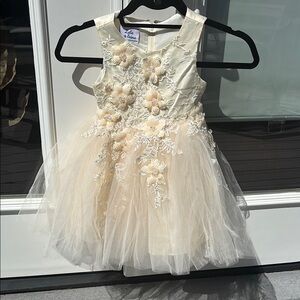Elegant Cream Floral Kids Dress